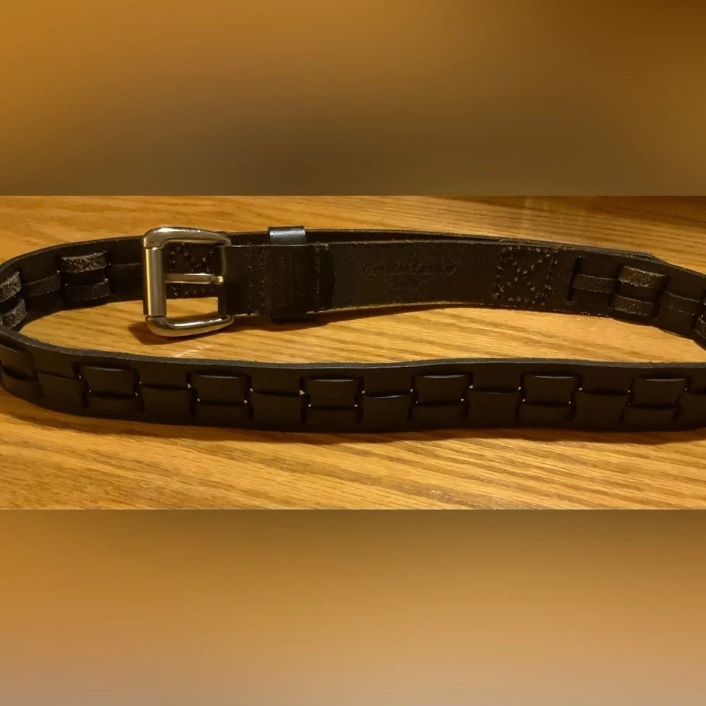 Unisex Dark Brown Leather Thick Braid Belt; Size M/L (Approx. 38” Total Length)